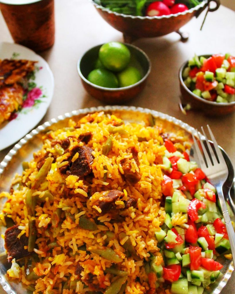 طرز تهیه لوبیا پلو با گوشت تکه ای